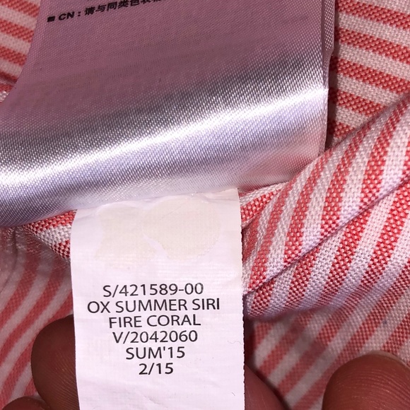 Gap Modern Oxford Button Down, Coral Pinstripe XL - Picture 8 of 9